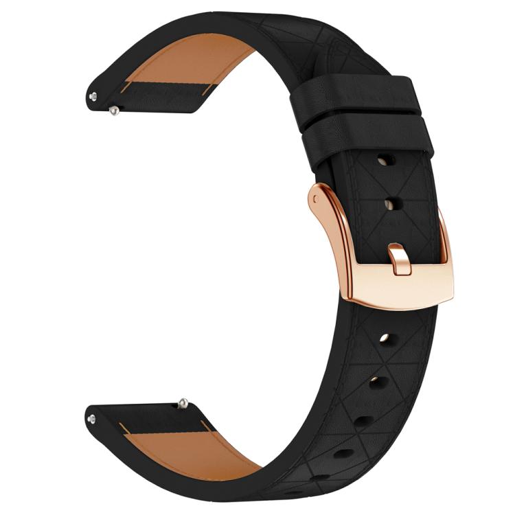 20mm Square Leather Rose Gold Buckle Watch Band(Black) - free shipping - PMc TechLife - Order now!