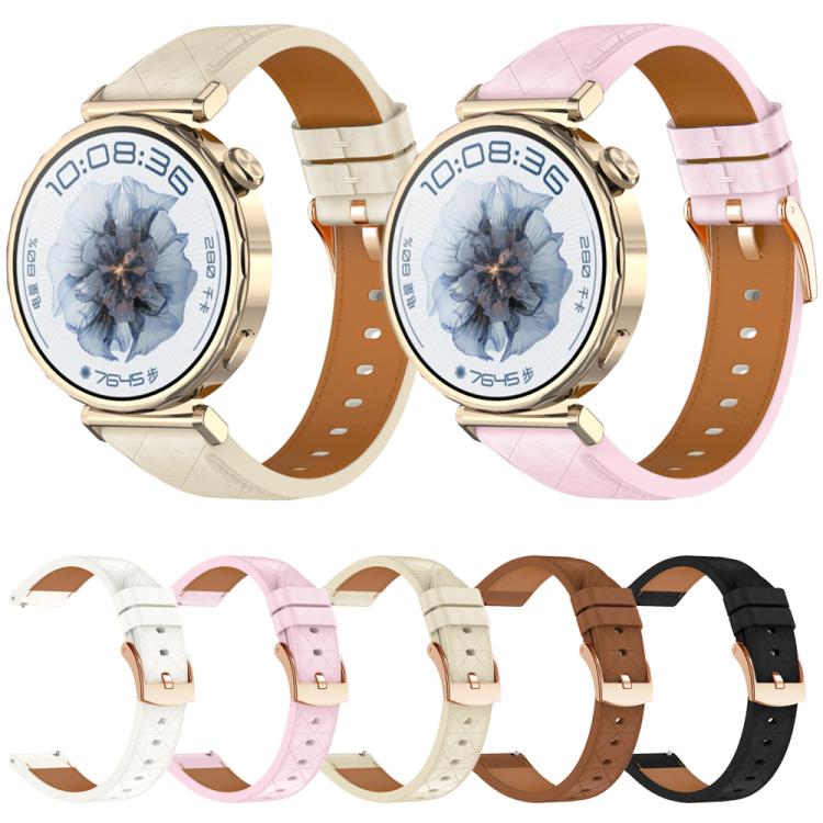 18mm Square Leather Rose Gold Buckle Watch Band(White) - free shipping - PMc TechLife - Order now!