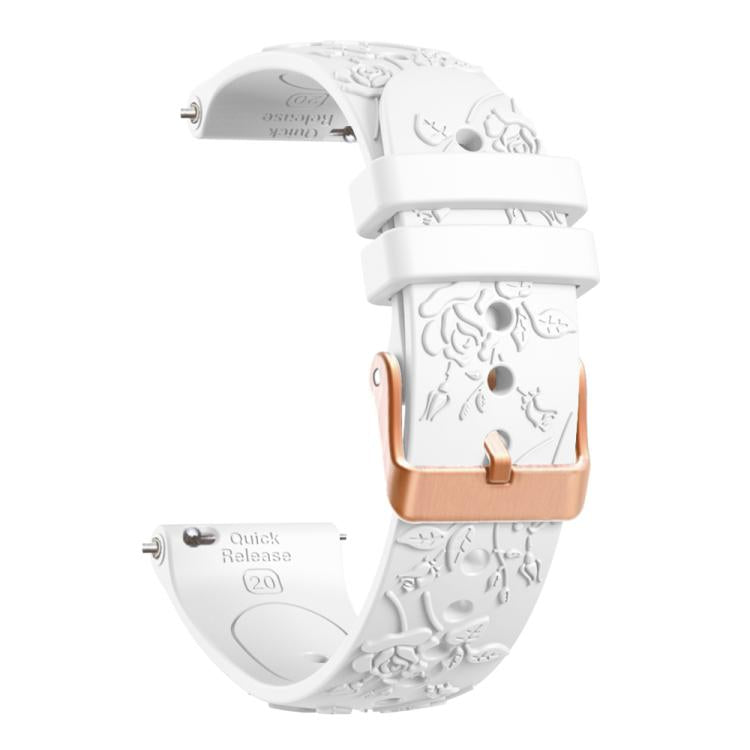 20mm Embossed Rose Gold Buckle Silicone Watch Band(White) - free shipping - PMc TechLife - Order now!