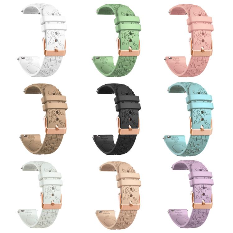 20mm Embossed Rose Gold Buckle Silicone Watch Band(Light Blue) - free shipping - PMc TechLife - Order now!