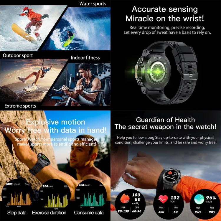 AK61 BT Call Smart Watch, Support Blood Pressure / Heart Rate / Sports Wellness Tracking Fitness Tracker(Black Silicone) - free shipping - PMC TechLife - Order now!