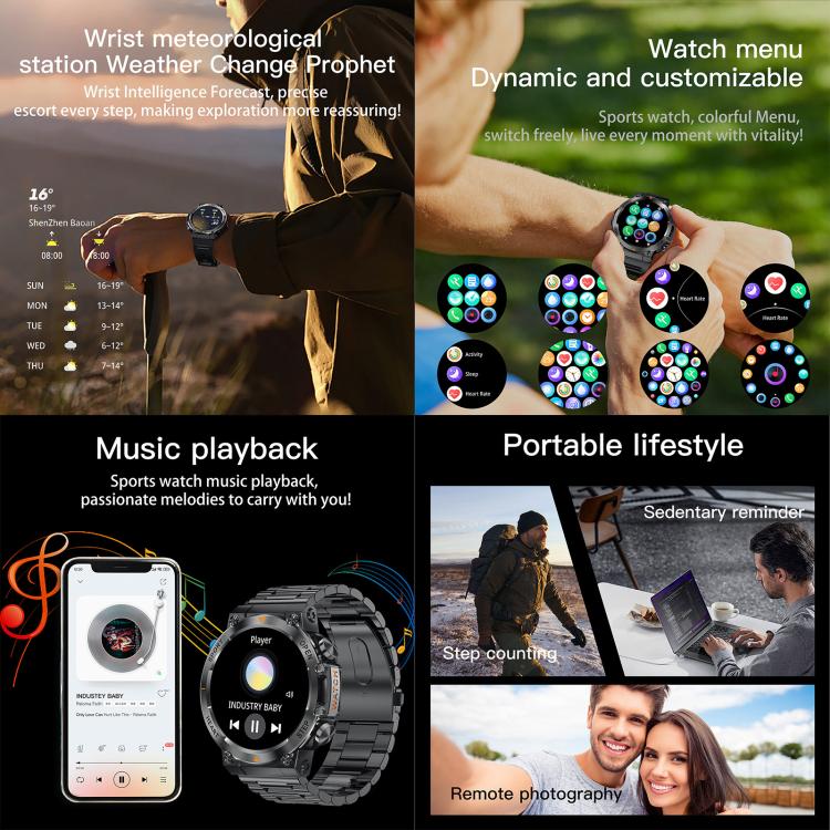 AK61 BT Call Smart Watch, Support Blood Pressure / Heart Rate / Sports Wellness Tracking Fitness Tracker(Black Silicone) - free shipping - PMC TechLife - Order now!