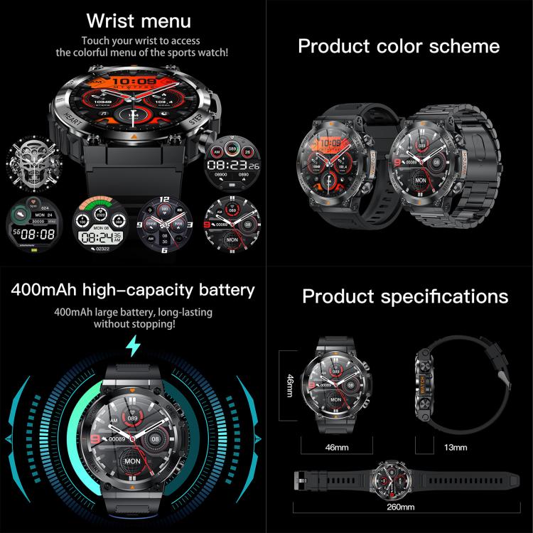 AK61 BT Call Smart Watch, Support Blood Pressure / Heart Rate / Sports Wellness Tracking Fitness Tracker(Black Steel) - free shipping - PMC TechLife - Order now!
