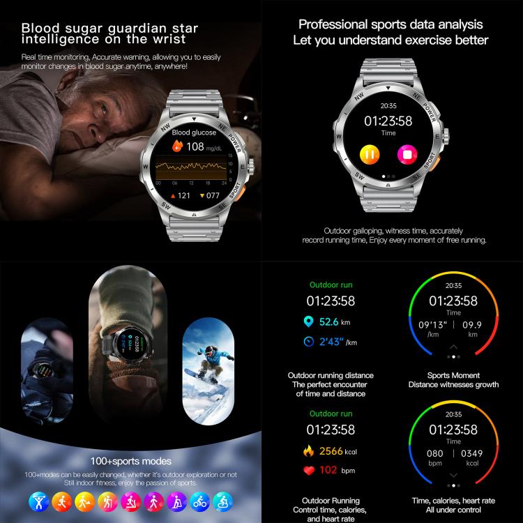 AK77 BT Call Smart Watch, Support Blood Oxygen / Blood Pressure / Heart Rate / Sports Wellness Tracking Fitness Tracker(Black Steel) - free shipping - PMC TechLife - Order now!