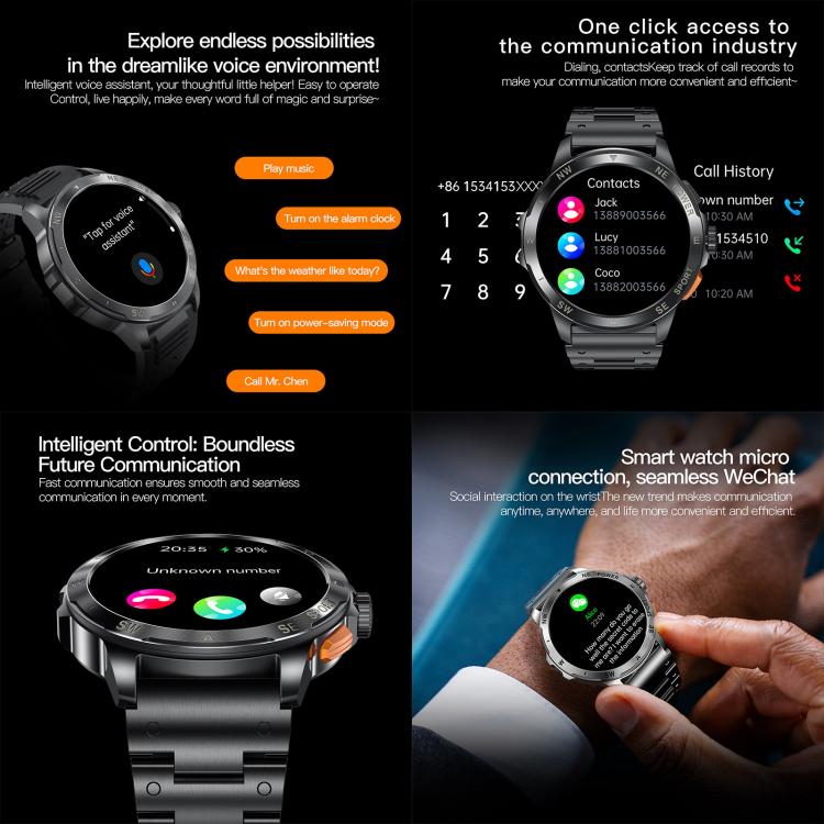 AK77 BT Call Smart Watch, Support Blood Oxygen / Blood Pressure / Heart Rate / Sports Wellness Tracking Fitness Tracker(Silver Steel) - free shipping - PMC TechLife - Order now!