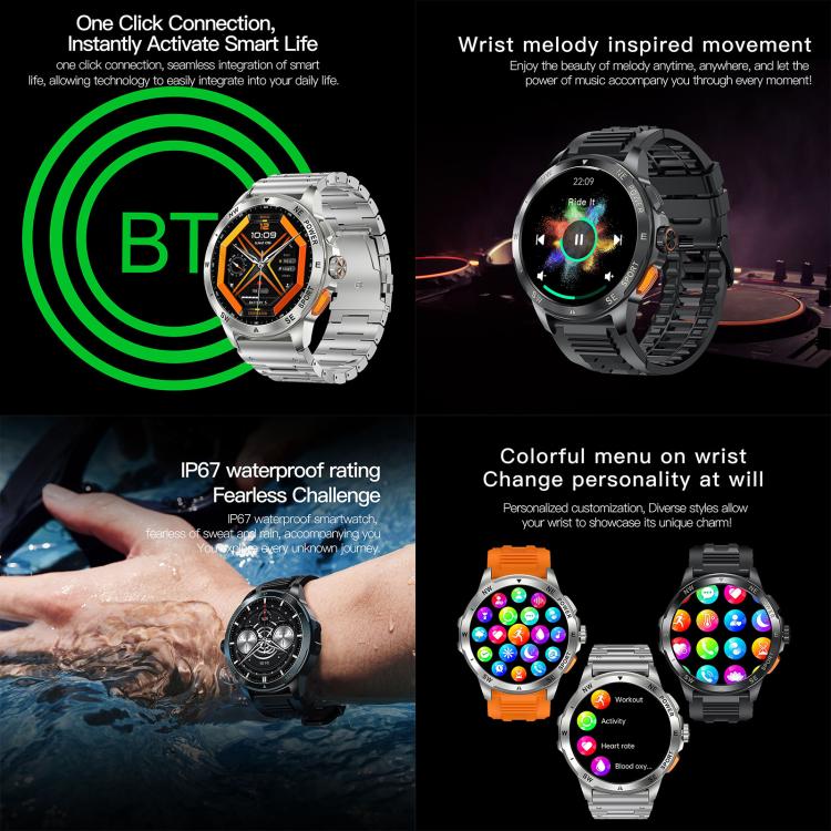 AK77 BT Call Smart Watch, Support Blood Oxygen / Blood Pressure / Heart Rate / Sports Wellness Tracking Fitness Tracker(Black Steel) - free shipping - PMC TechLife - Order now!