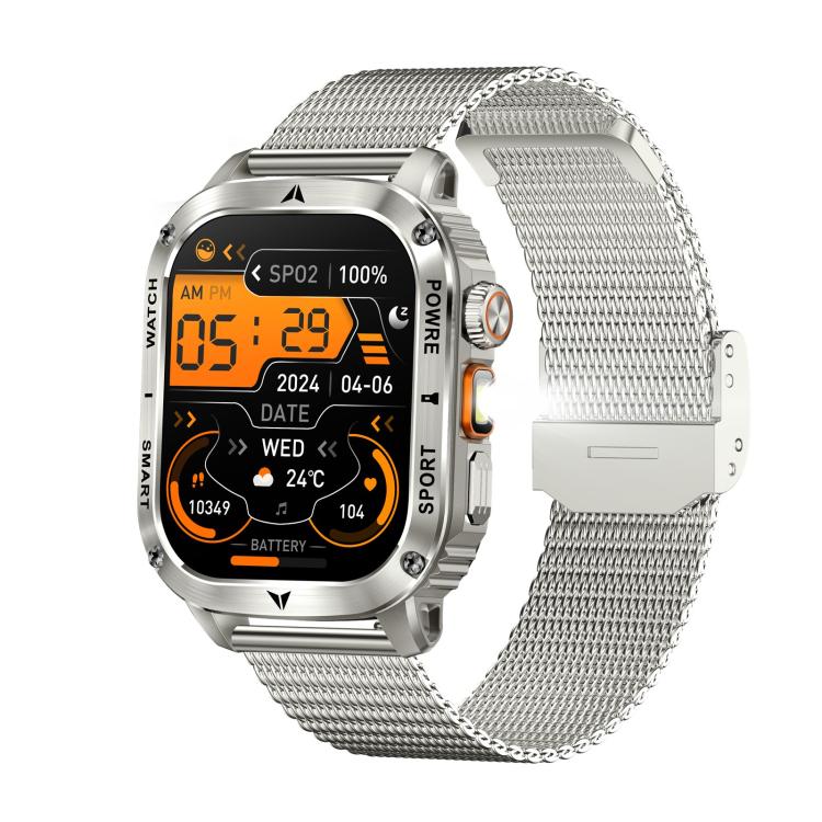 AK80 BT Call Smart Watch, Support Blood Oxygen / Blood Pressure / Heart Rate / Sports Wellness Tracking Fitness Tracker(Silver Mesh Steel) - free shipping - PMC TechLife - Order now!