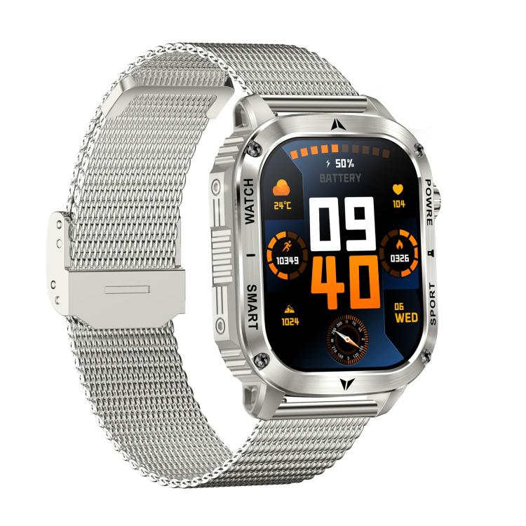 AK80 BT Call Smart Watch, Support Blood Oxygen / Blood Pressure / Heart Rate / Sports Wellness Tracking Fitness Tracker(Silver Mesh Steel) - free shipping - PMC TechLife - Order now!