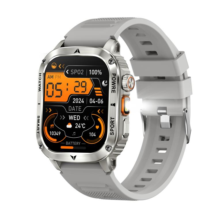 AK80 BT Call Smart Watch, Support Blood Oxygen / Blood Pressure / Heart Rate / Sports Wellness Tracking Fitness Tracker(Grey Silicone) - free shipping - PMC TechLife - Order now!