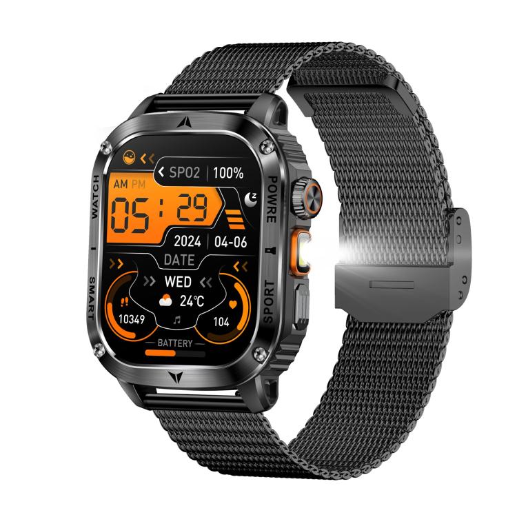 AK80 BT Call Smart Watch, Support Blood Oxygen / Blood Pressure / Heart Rate / Sports Wellness Tracking Fitness Tracker(Black Mesh Steel) - free shipping - PMC TechLife - Order now!