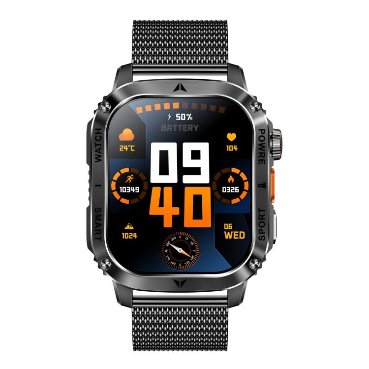 AK80 BT Call Smart Watch, Support Blood Oxygen / Blood Pressure / Heart Rate / Sports Wellness Tracking Fitness Tracker(Black Mesh Steel) - free shipping - PMC TechLife - Order now!