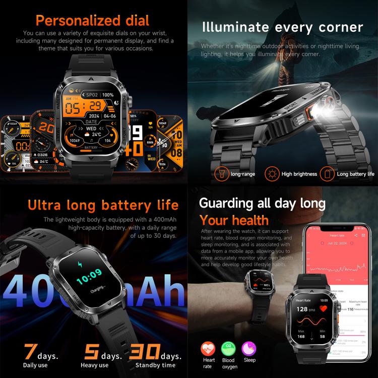 AK80 BT Call Smart Watch, Support Blood Oxygen / Blood Pressure / Heart Rate / Sports Wellness Tracking Fitness Tracker(Black Mesh Steel) - free shipping - PMC TechLife - Order now!