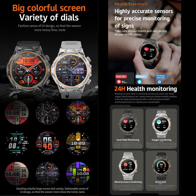 AK81 BT Call Smart Watch, Support Blood Pressure / Heart Rate / Sports Wellness Tracking Fitness Tracker(Black Steel) - free shipping - PMC TechLife - Order now!