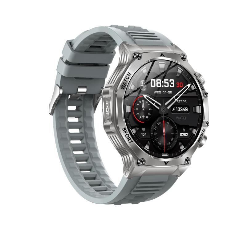 AK82 BT Call Smart Watch, Support Blood Oxygen / Blood Pressure / Heart Rate / Sports Wellness Tracking Fitness Tracker(Silver Grey Silicone) - free shipping - PMC TechLife - Order now!