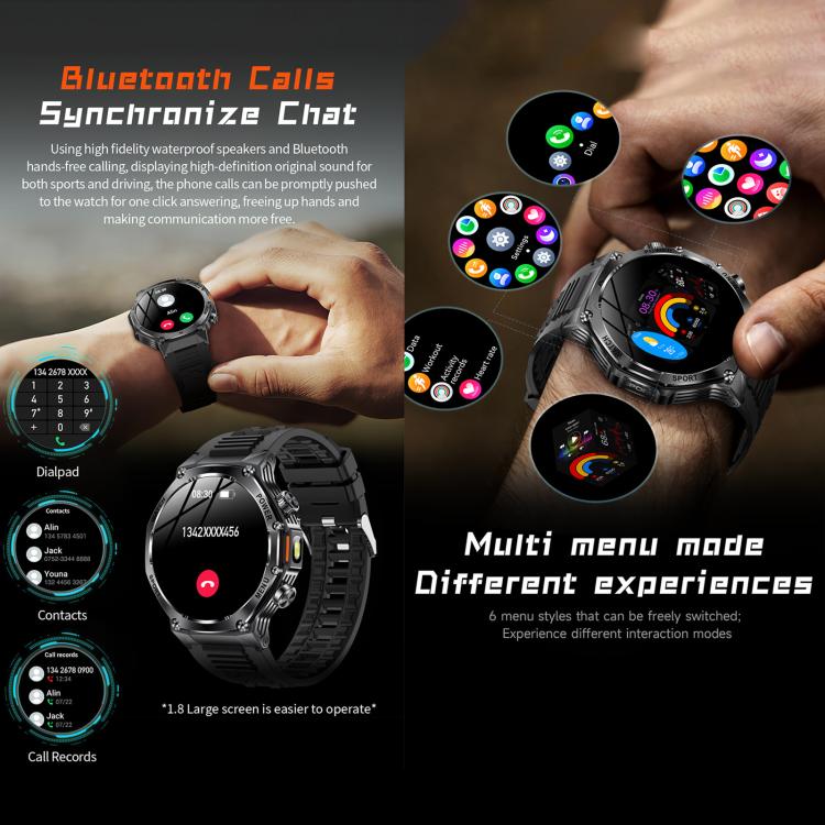 AK82 BT Call Smart Watch, Support Blood Oxygen / Blood Pressure / Heart Rate / Sports Wellness Tracking Fitness Tracker(Space Gray Black Silicone) - free shipping - PMC TechLife - Order now!