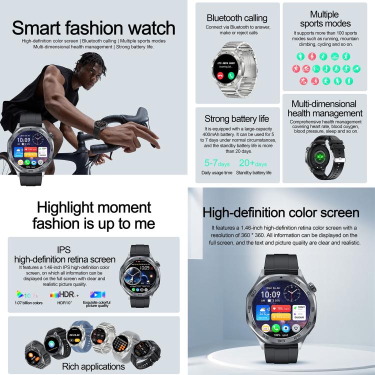 AK83 BT Call Smart Watch, Support Blood Pressure / Heart Rate / Sports Wellness Tracking Fitness Tracker(Steel Grey Silicone) - free shipping - PMC TechLife - Order now!