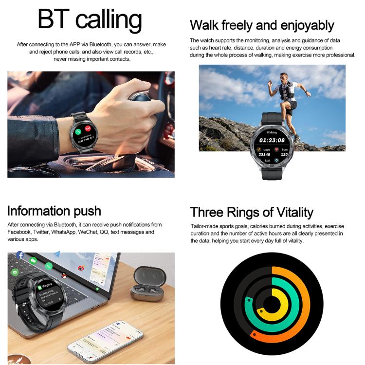 AK83 BT Call Smart Watch, Support Blood Pressure / Heart Rate / Sports Wellness Tracking Fitness Tracker(Steel Blue Braid Silicone) - free shipping - PMC TechLife - Order now!