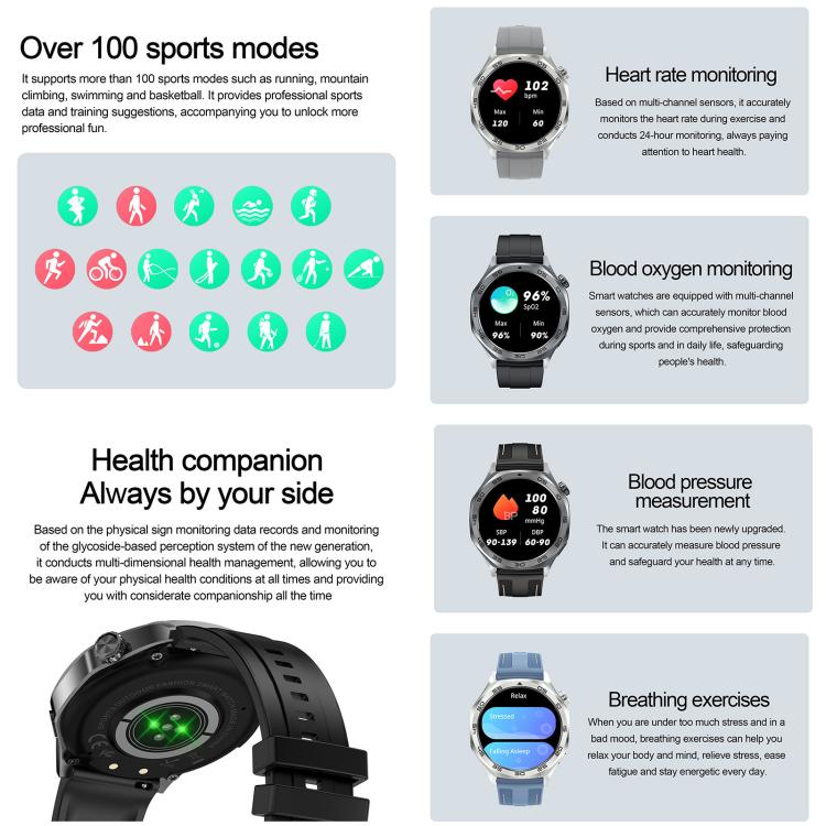 AK83 BT Call Smart Watch, Support Blood Pressure / Heart Rate / Sports Wellness Tracking Fitness Tracker(Steel 3-Bead Steel) - free shipping - PMC TechLife - Order now!