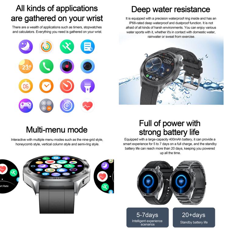 AK83 BT Call Smart Watch, Support Blood Pressure / Heart Rate / Sports Wellness Tracking Fitness Tracker(Steel Grey Silicone) - free shipping - PMC TechLife - Order now!