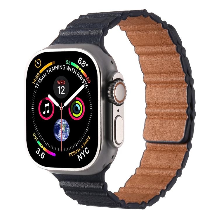 For Apple Watch 46mm / 49mm / 45mm / 44mm Magnetic PU Leather Watch Band(Dark Blue) - Watch Bands by PMC TechLife | Online Shopping South Africa | PMC TechLife | Buy Now Pay Later Mobicred