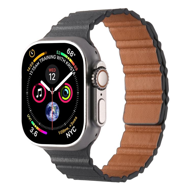 For Apple Watch 42mm / 41mm / 40mm / 38mm Magnetic PU Leather Watch Band(Grey) - Watch Bands by PMC TechLife | Online Shopping South Africa | PMC TechLife | Buy Now Pay Later Mobicred