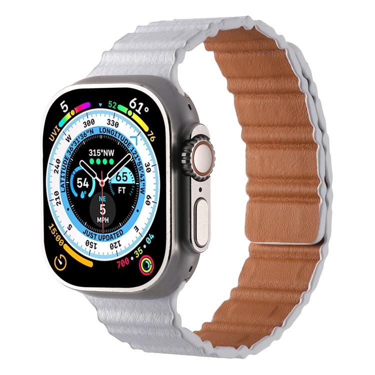 For Apple Watch 42mm / 41mm / 40mm / 38mm Magnetic PU Leather Watch Band(Pink White) - Watch Bands by PMC TechLife | Online Shopping South Africa | PMC TechLife | Buy Now Pay Later Mobicred