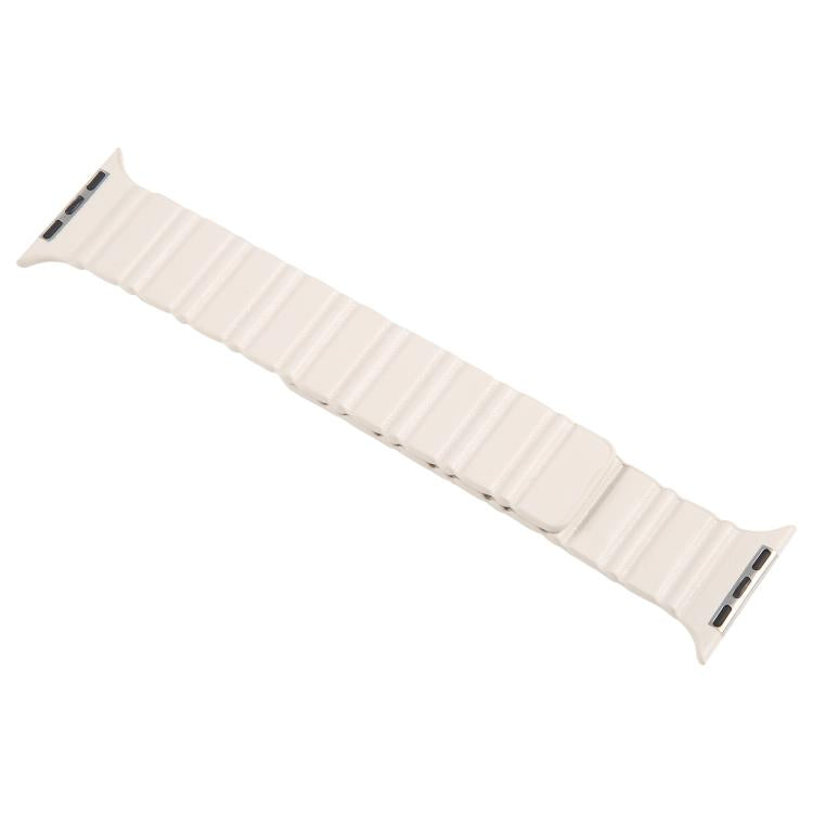 For Apple Watch 42mm / 41mm / 40mm / 38mm Magnetic PU Leather Watch Band(White) - Watch Bands by PMC TechLife | Online Shopping South Africa | PMC TechLife | Buy Now Pay Later Mobicred