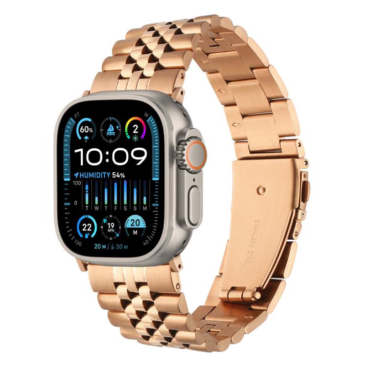 For Apple Watch 46mm / 49mm / 45mm / 44mm Quick Release Five-bead Metal Watch Band(Rose Gold) - free shipping - PMC TechLife - Order now!