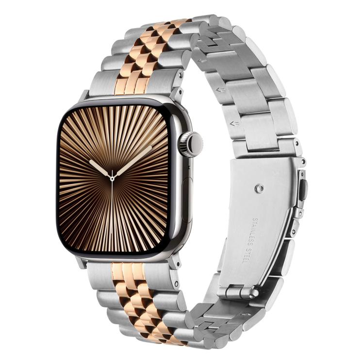 For Apple Watch 42mm / 41mm / 40mm / 38mm Quick Release Five-bead Metal Watch Band(Silver Rose Gold) - free shipping - PMC TechLife - Order now!
