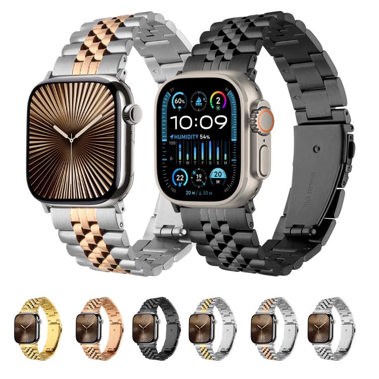 For Apple Watch 46mm / 49mm / 45mm / 44mm Quick Release Five-bead Metal Watch Band(Rose Gold) - free shipping - PMC TechLife - Order now!
