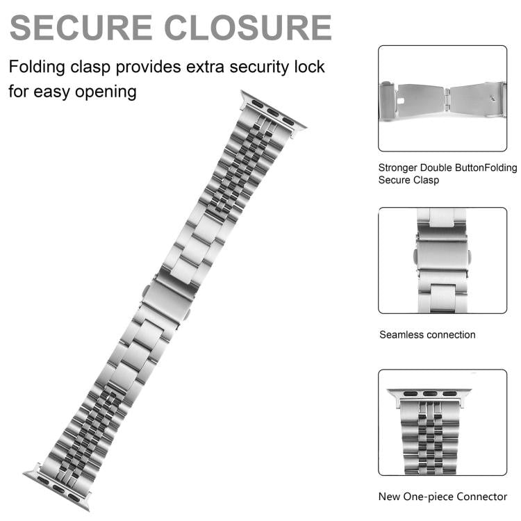 For Apple Watch 42mm / 41mm / 40mm / 38mm Quick Release Five-bead Metal Watch Band(Silver Rose Gold) - free shipping - PMC TechLife - Order now!