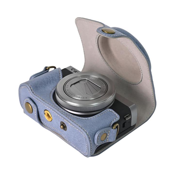 For Canon G7 X Mark III / G7X3 Retro Litchi Texture Leather Full Body Camera Case Bag with Strap(Blue) - free shipping - PMC TechLife - Order now!
