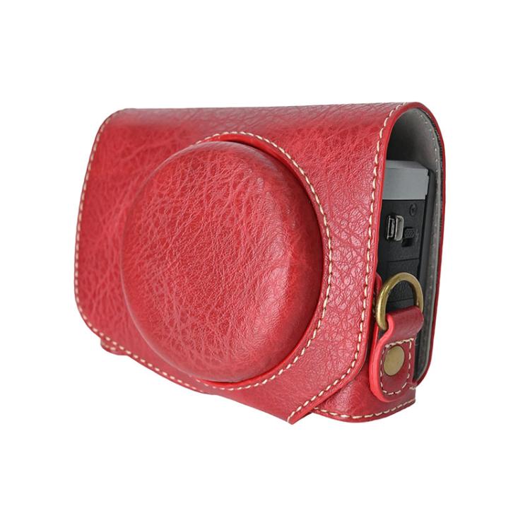 For Canon G7 X Mark III / G7X3 Retro Litchi Texture Leather Full Body Camera Case Bag with Strap(Red) - free shipping - PMC TechLife - Order now!
