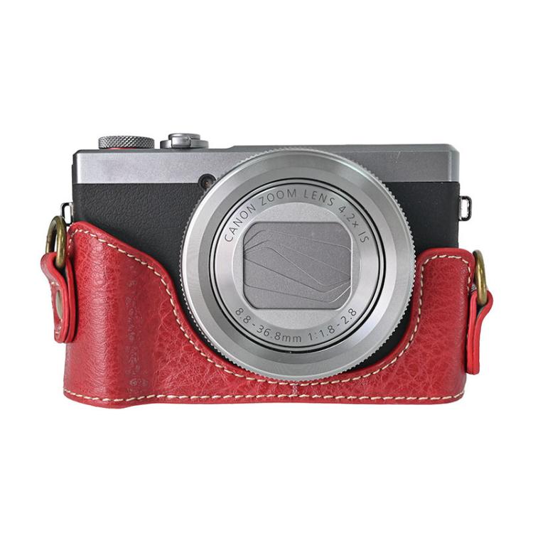 For Canon G7 X Mark III / G7X3 Retro Litchi Texture Leather Full Body Camera Case Bag with Strap(Red) - free shipping - PMC TechLife - Order now!