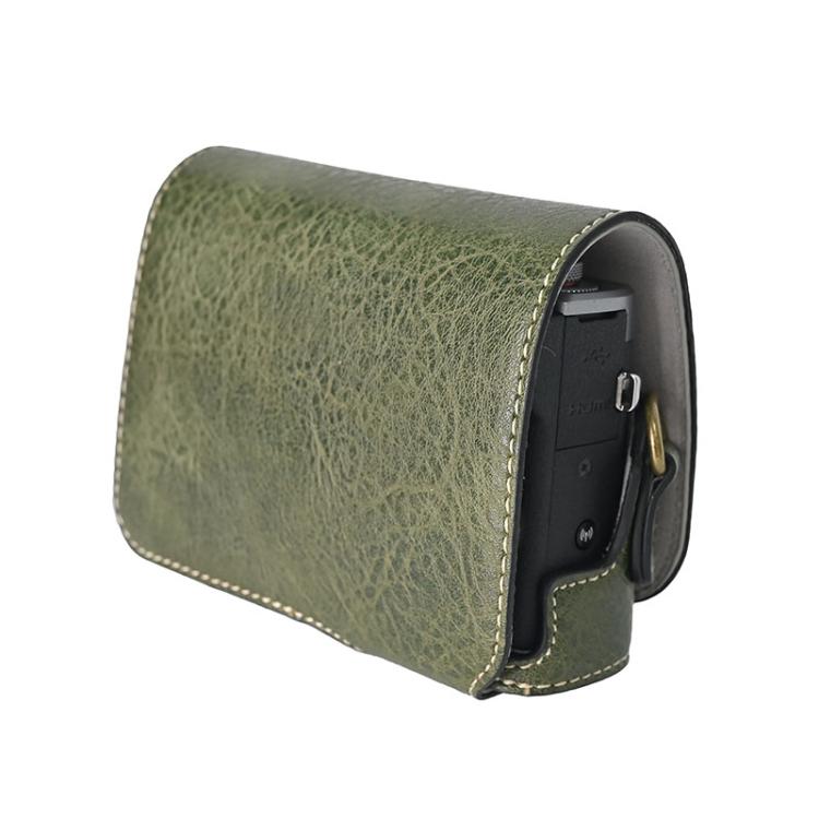 For Canon G7 X Mark III / G7X3 Retro Litchi Texture Leather Full Body Camera Case Bag with Strap(Green) - free shipping - PMC TechLife - Order now!