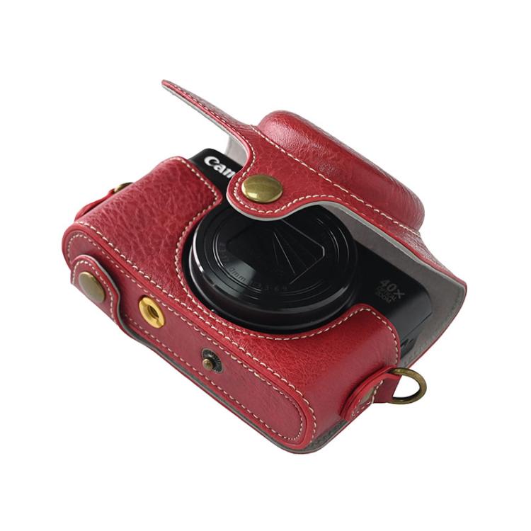 For Canon PowerShot SX740 HS Retro Litchi Texture Leather Full Body Camera Case Bag with Strap(Red) - free shipping - PMC TechLife - Order now!