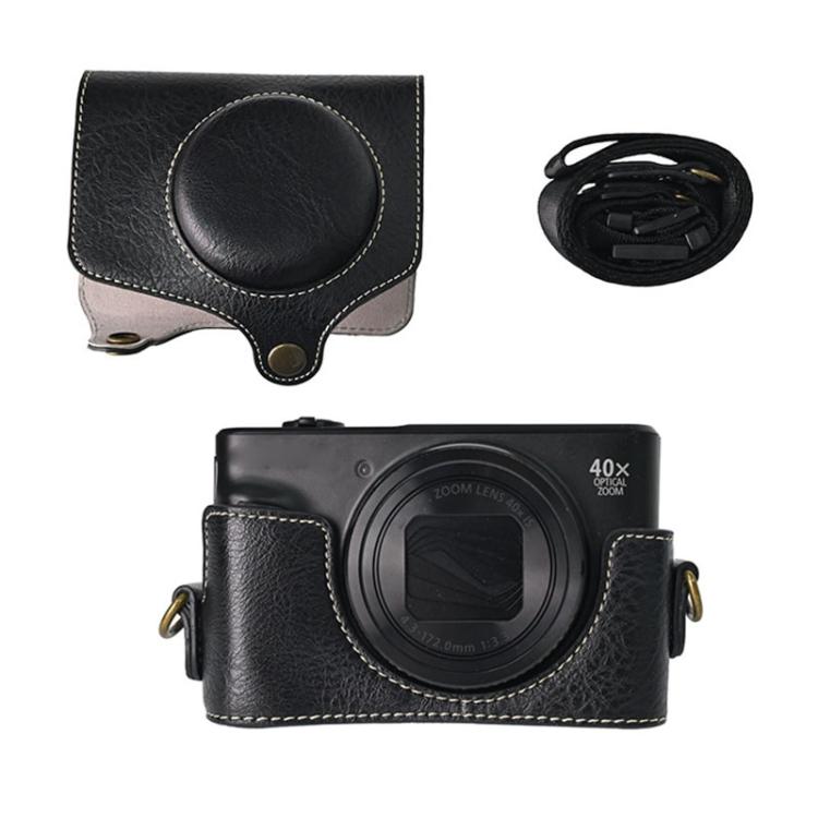 For Canon PowerShot SX740 HS Retro Litchi Texture Leather Full Body Camera Case Bag with Strap(Black) - free shipping - PMC TechLife - Order now!