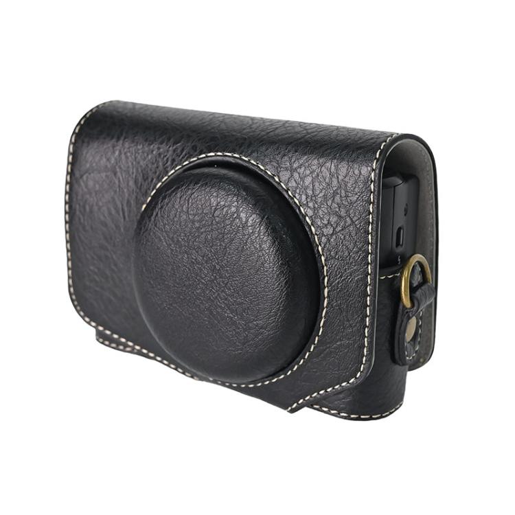 For Canon PowerShot SX740 HS Retro Litchi Texture Leather Full Body Camera Case Bag with Strap(Black) - free shipping - PMC TechLife - Order now!