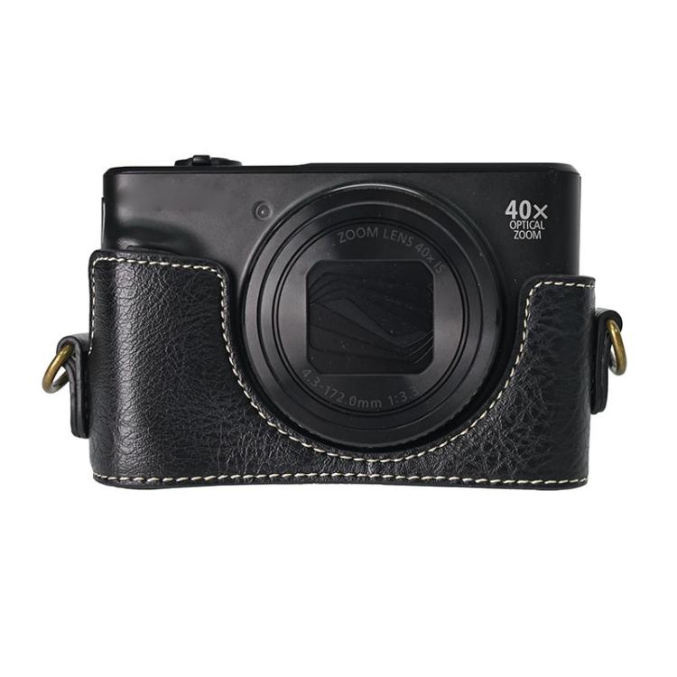 For Canon PowerShot SX740 HS Retro Litchi Texture Leather Full Body Camera Case Bag with Strap(Black) - free shipping - PMC TechLife - Order now!