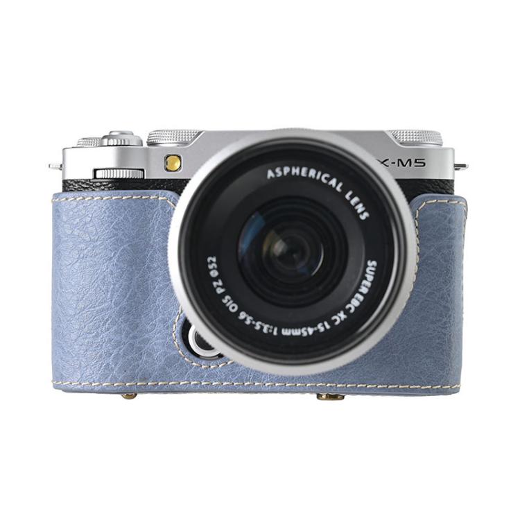 For FUJIFILM X-M5 Retro Litchi Texture Leather Full Body Camera Case Bag with Strap(Blue) - free shipping - PMC TechLife - Order now!