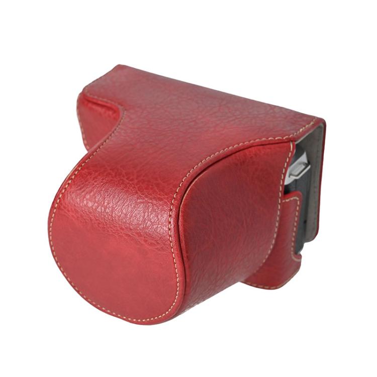 For FUJIFILM X-M5 Retro Litchi Texture Leather Full Body Camera Case Bag with Strap(Red) - free shipping - PMC TechLife - Order now!