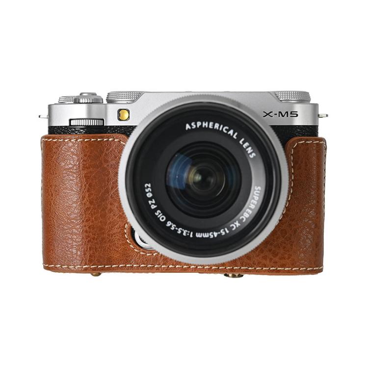 For FUJIFILM X-M5 Retro Litchi Texture Leather Full Body Camera Case Bag with Strap(Coffee) - free shipping - PMC TechLife - Order now!