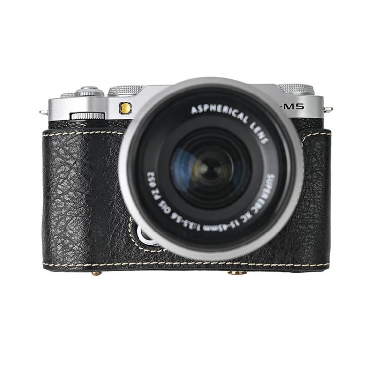 For FUJIFILM X-M5 Retro Litchi Texture Leather Full Body Camera Case Bag with Strap(Black) - free shipping - PMC TechLife - Order now!