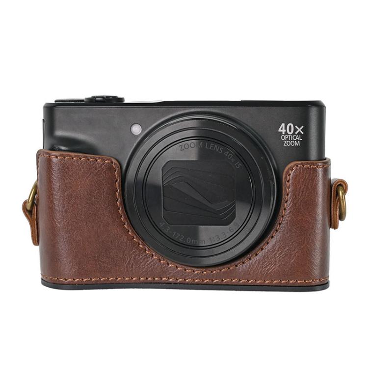 For Canon PowerShot SX740 HS Retro Pull Up Leather Full Body Camera Case Bag with Strap(Coffee) - free shipping - PMC TechLife - Order now!