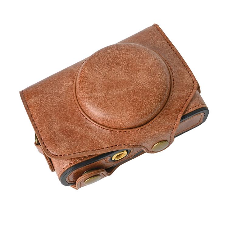 For Canon PowerShot SX740 HS Retro Pull Up Leather Full Body Camera Case Bag with Strap(Brown) - free shipping - PMC TechLife - Order now!