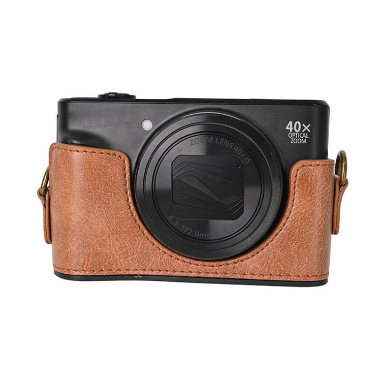 For Canon PowerShot SX740 HS Retro Pull Up Leather Full Body Camera Case Bag with Strap(Brown) - free shipping - PMC TechLife - Order now!