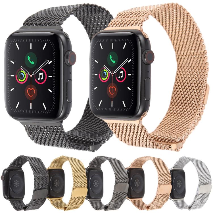 For Apple Watch 46mm / 49mm / 45mm / 44mm Double-section Magnetic Milanese Steel Watch Band(Rose Gold) - free shipping - PMC TechLife - Order now!
