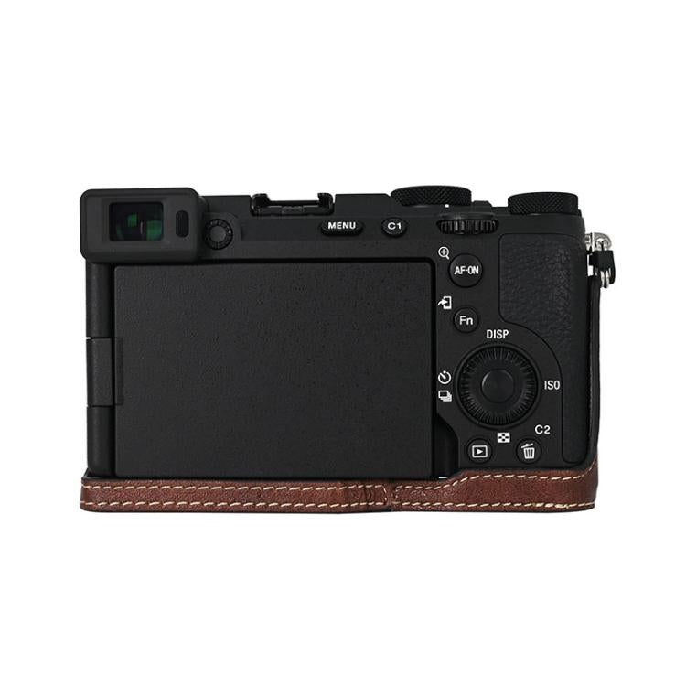 For Sony ILCE-7CM2 / Alpha 7C II Litchi Texture PU Leather Camera Half Case Base(Coffee) - free shipping - PMC TechLife - Order now!