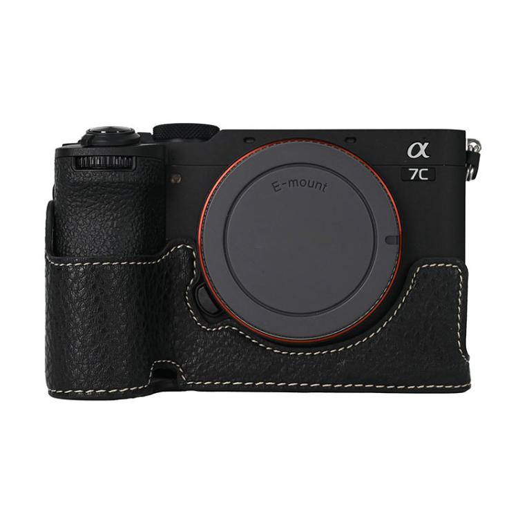 For Sony ILCE-7CM2 / Alpha 7C II Litchi Texture PU Leather Camera Half Case Base(Black) - free shipping - PMC TechLife - Order now!