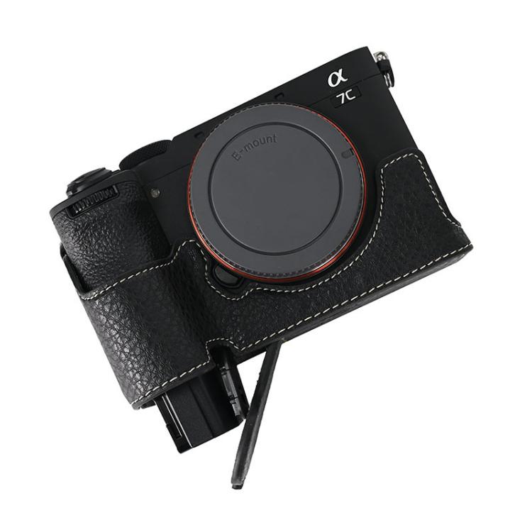For Sony ILCE-7CM2 / Alpha 7C II Litchi Texture PU Leather Camera Half Case Base(Black) - free shipping - PMC TechLife - Order now!